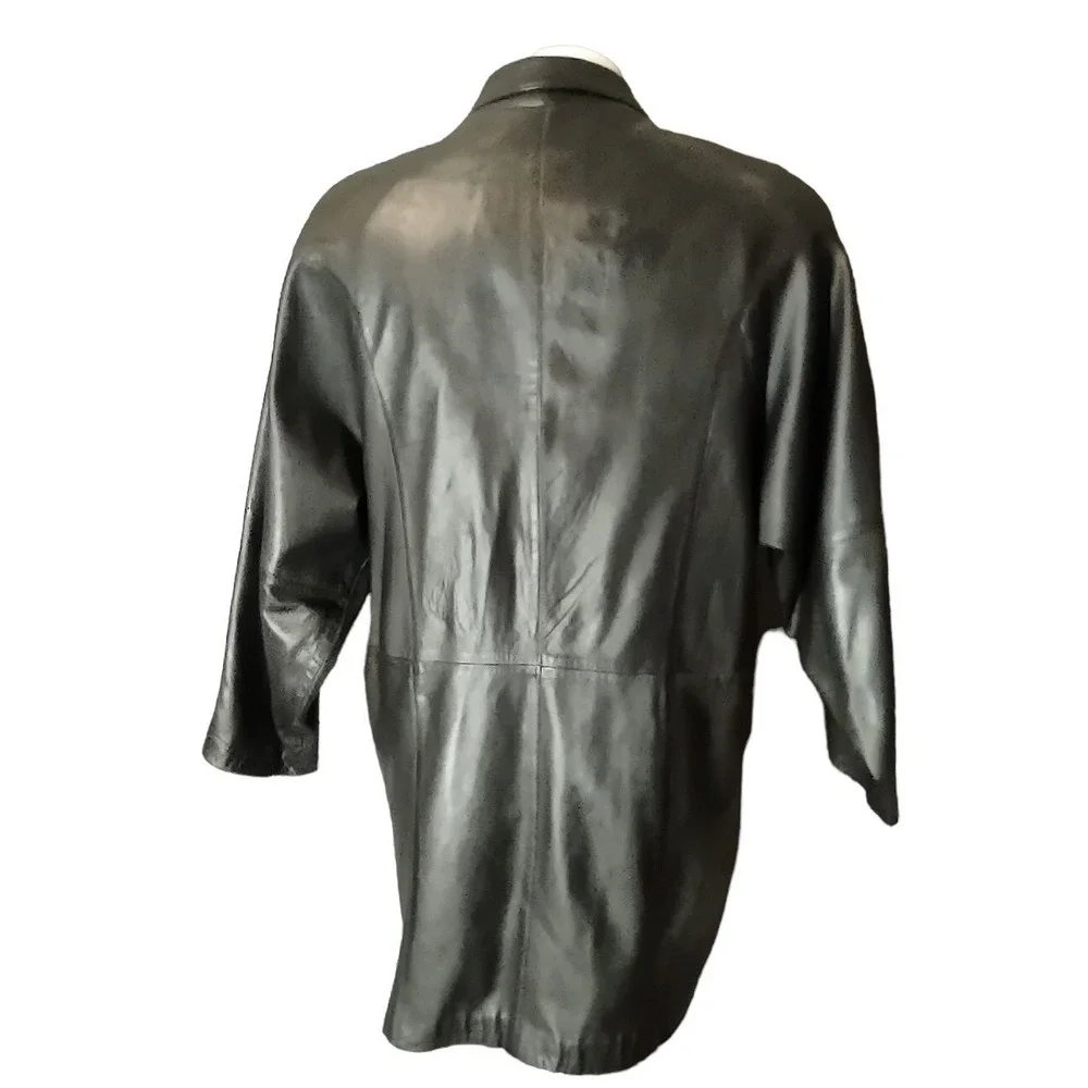 Boundary Waters Leather Coat S Mens Vintage Grunge Edgy Streetwear Black Jacket